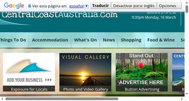 Screenshot of centralcoastaustralia.com.au