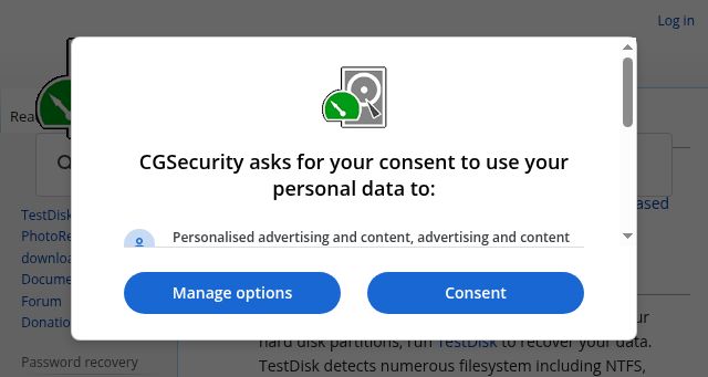 Screenshot of cgsecurity.org