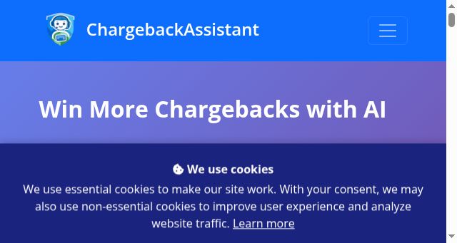 Screenshot of chargebackassistant.com