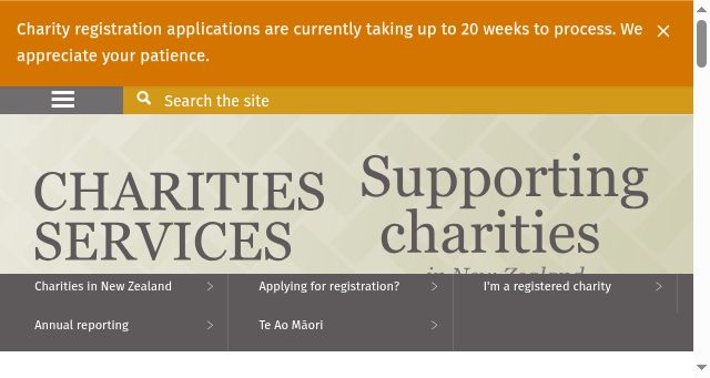 Screenshot of charities.govt.nz