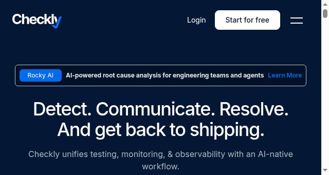 Screenshot of checklyhq.com