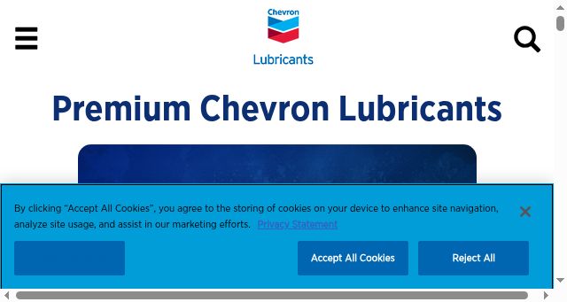 Screenshot of chevronlubricants.com