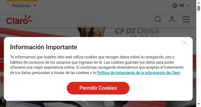 Screenshot of claro.com.ni