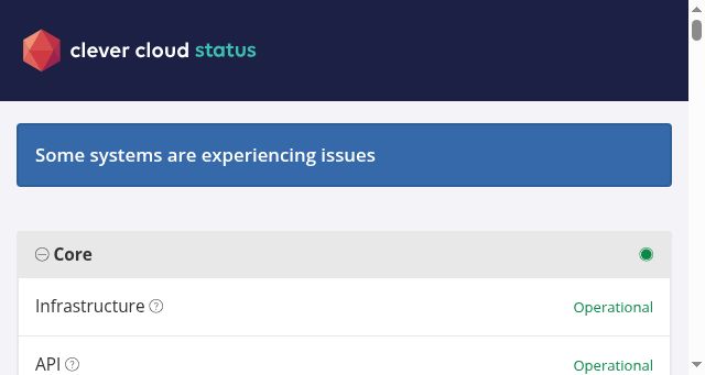 Screenshot of clevercloudstatus.com