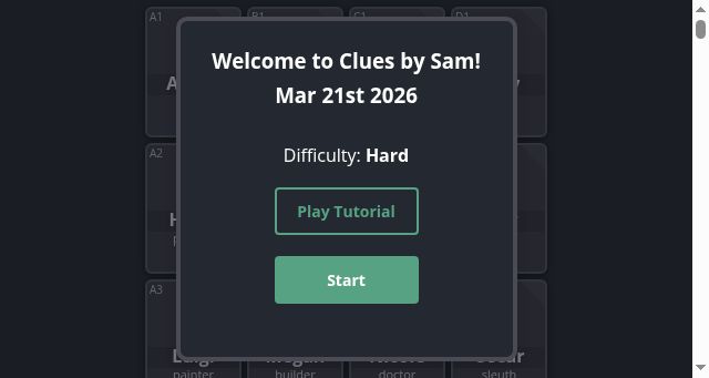 Screenshot of cluesbysam.com