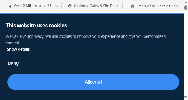 Screenshot of cointracking.info