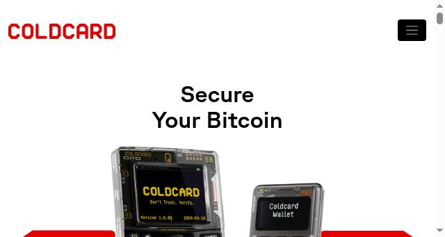 Screenshot of coldcard.com
