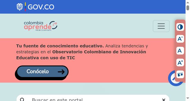 Screenshot of colombiaaprende.edu.co