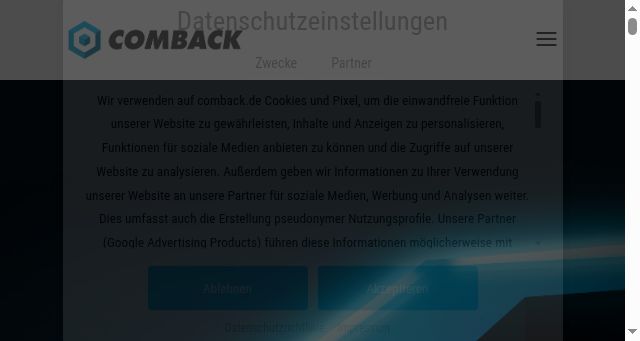 Screenshot of comback.de