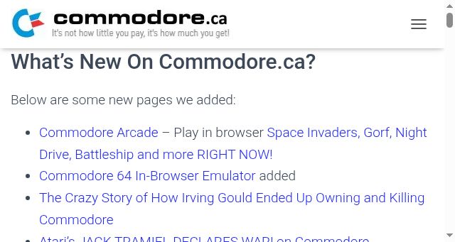 Screenshot of commodore.ca
