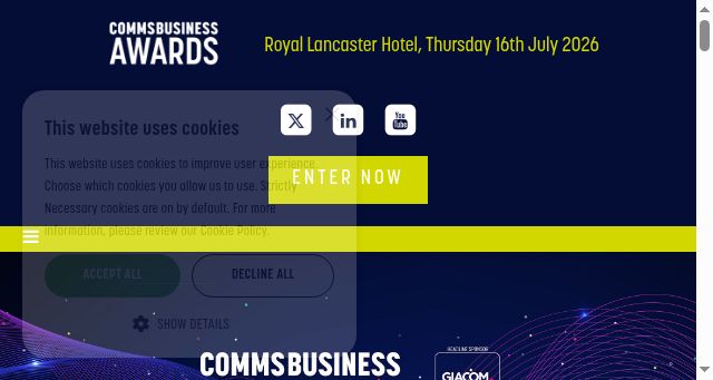 Screenshot of commsbusinessawards.co.uk