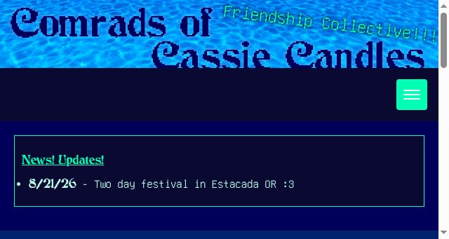 Screenshot of comradesofcassiecandles.org