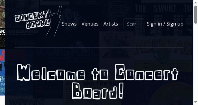 Screenshot of concertboard.com