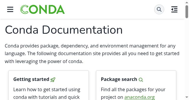 Screenshot of conda.io