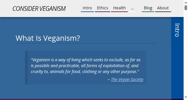 Screenshot of considerveganism.com
