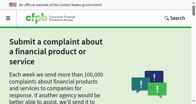Screenshot of consumerfinance.gov