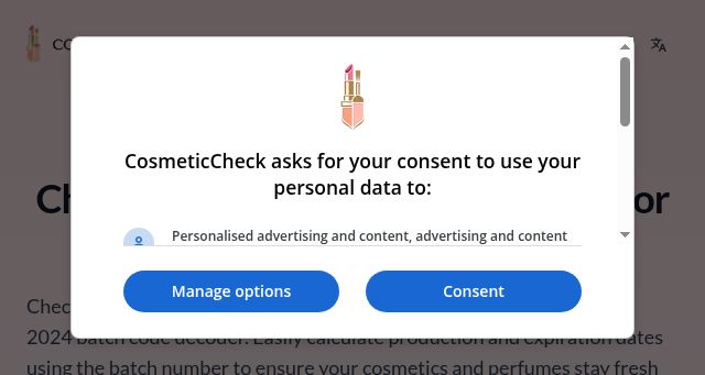 Screenshot of cosmeticcheck.app