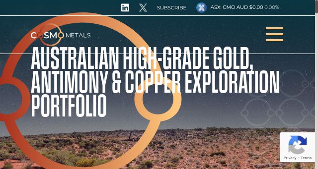 Screenshot of cosmometals.com.au