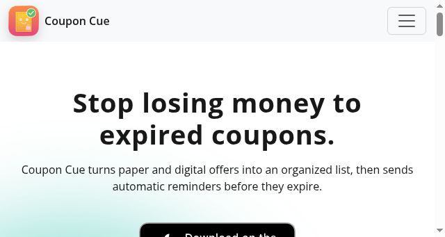 Screenshot of couponcue.com