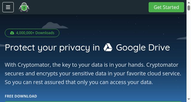 Screenshot of cryptomator.org