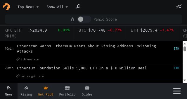 Screenshot of cryptopanic.com