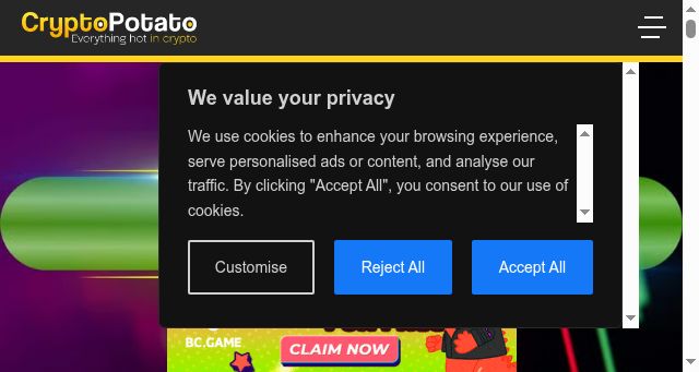 Screenshot of cryptopotato.com