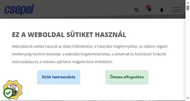 Screenshot of csepelkerekpar.hu