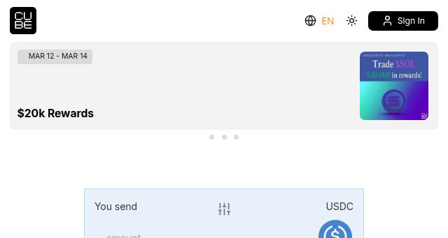 Screenshot of cube.exchange