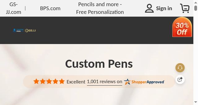 Screenshot of custompens.com