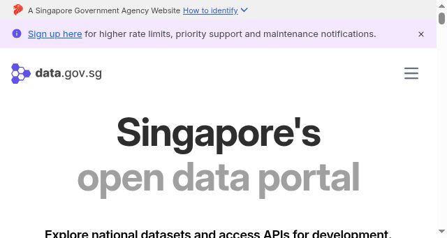 Screenshot of data.gov.sg