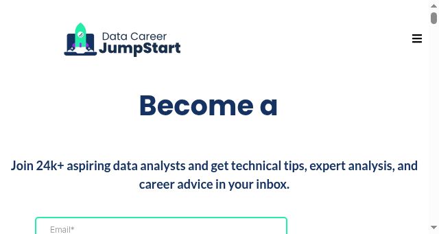 Screenshot of datacareerjumpstart.com
