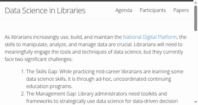Screenshot of datascienceinlibraries.org