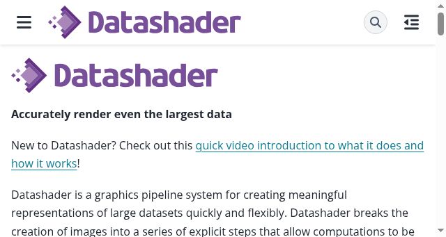 Screenshot of datashader.org