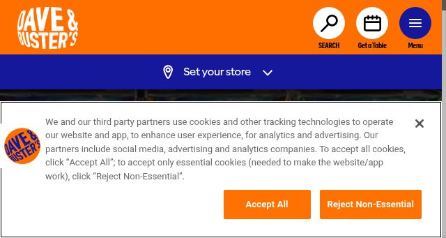 Screenshot of daveandbusters.com