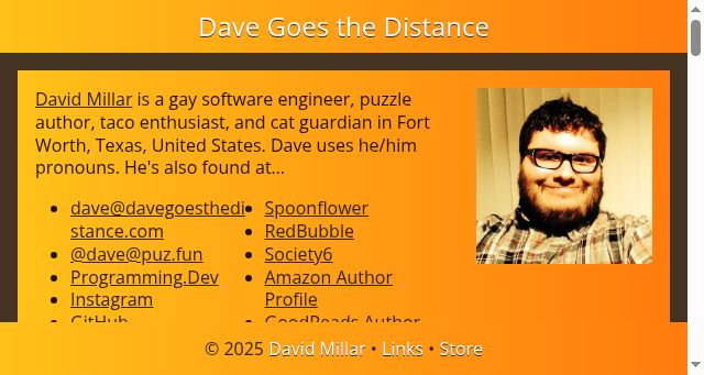 Screenshot of davegoesthedistance.com