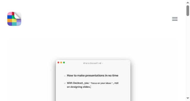 Screenshot of deckset.com