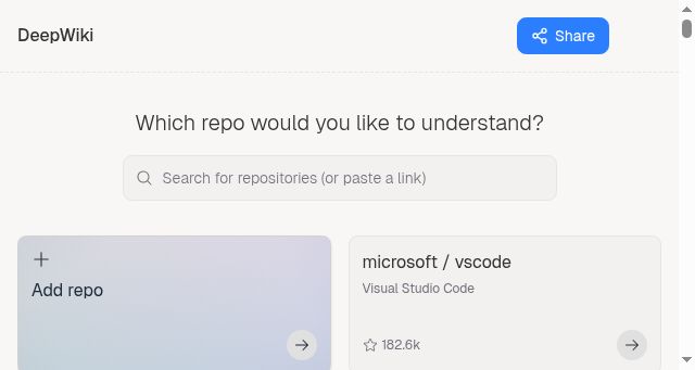 Screenshot of deepwiki.com