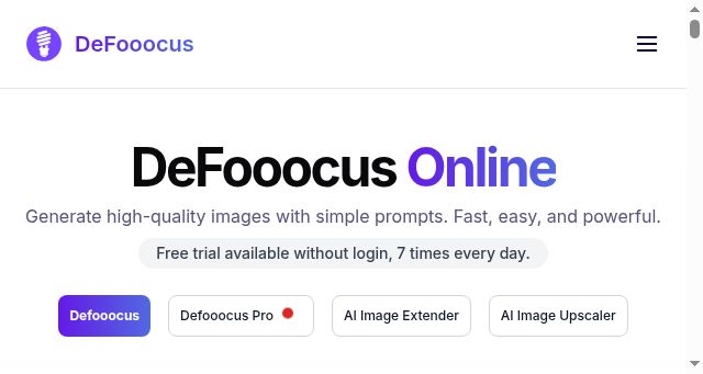 Screenshot of defooocus.online