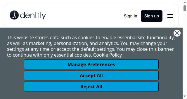 Screenshot of dentity.com