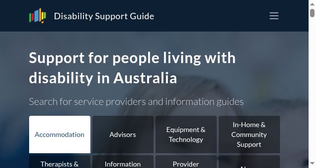 Screenshot of disabilitysupportguide.com.au