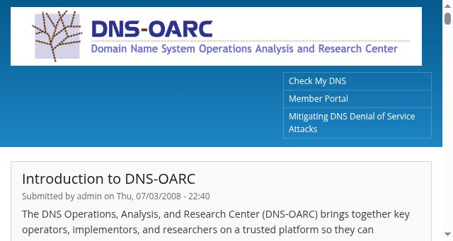 Screenshot of dns-oarc.net