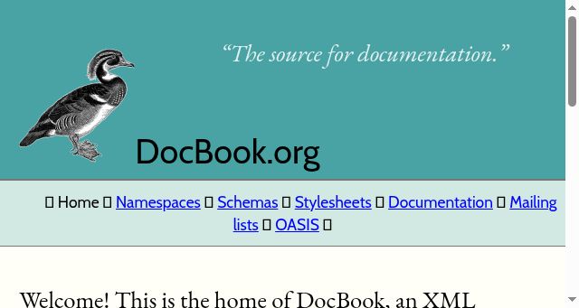 Screenshot of docbook.org