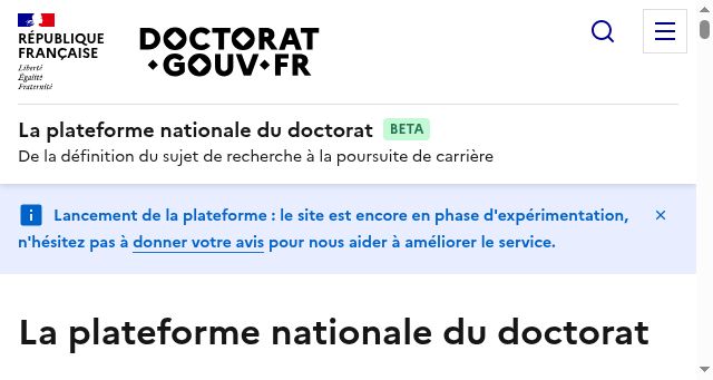 Screenshot of doctorat.gouv.fr