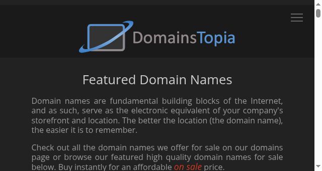 Screenshot of domainstopia.com