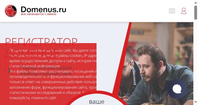 Screenshot of domenus.ru
