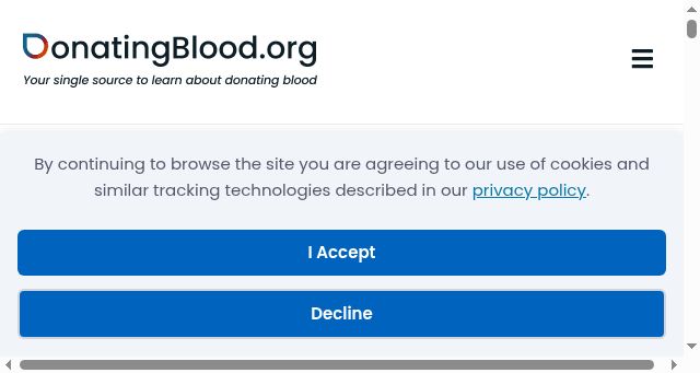 Screenshot of donatingblood.org
