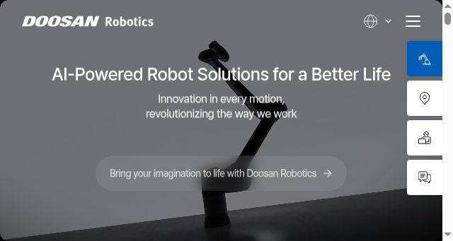Screenshot of doosanrobotics.com