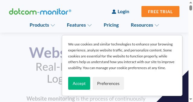 Screenshot of dotcom-monitor.com