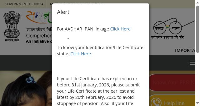 Screenshot of dotpension.gov.in