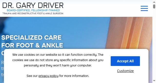 Screenshot of drgarydriver.com